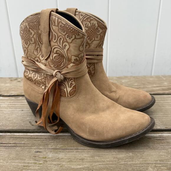 Dingo Valerie Paisley Round Toe Cowgirl Ankle Bootie Boots 6.5M DI8951 - Picture 6 of 8